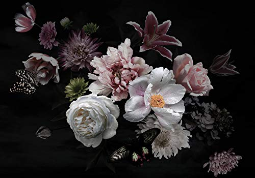 wandmotiv24 Fototapete Blumen Weiß Rosa, 300 x 210 cm - selbstklebende Vliestapete 150g, Wanddeko, Wandbild, Wandtapete, Blüten Pflanzen M5869