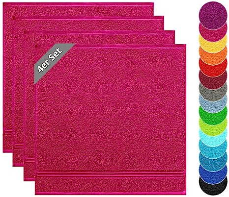 Lashuma Serviette de Cuisine en Coton Linz, 4 torchons Cuisine Vaisselle Rose, Essuie Main 50x50 cm