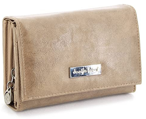 ekavale Damen Geldbörse viele Fächer, Damen Portemonnaie aus Kunstleder, Geldbeutel für Frauen (Beige)