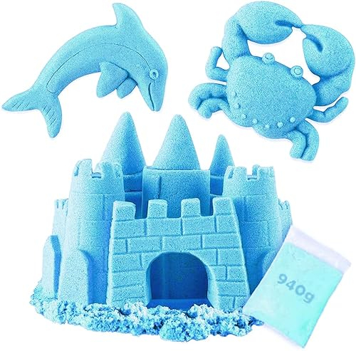 KOKOBOX Kinetischer Sand BLAU Nachfüllpack Refill Kinder 900g Sandkasten Bunter Magic Sand Kinder Magischer Sand Zaubersand Spielsand Kinetischer Sand Junges Mädchen Sandknet Kinder ab 3 4 5 6 Jahre