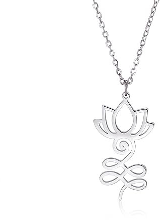 kkjoy Lotus Unalome Halskette Edelstahl Lotus Blume Yoga Symbol Anhänger Halskette Inspirational Buddhismus Schmuck für Frauen Mädchen
