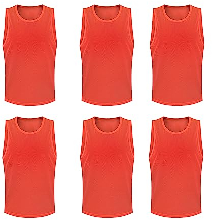 FIBOGOUP Fußball Trainingsweste,Fussball Leibchen Kinder Erwachsene,Fussballtraining Zubehör,Westen fürs Teamtraining (6 Stück, Größe XL 185cm+)