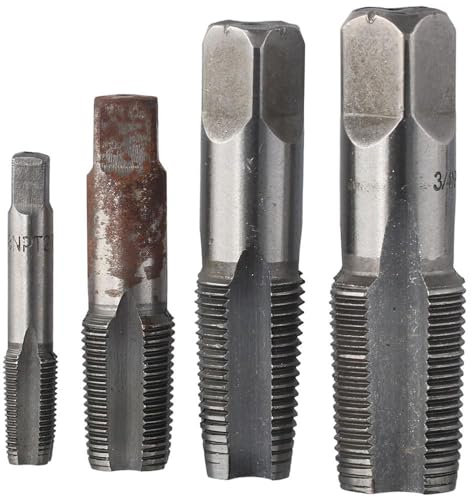 HOBBYIN Jeux de Taraud, Lot de 4 Tarauds pour Tuyau NPT - Filetage Métrique BSP - 3/8'', 1/2'' et 3/4''