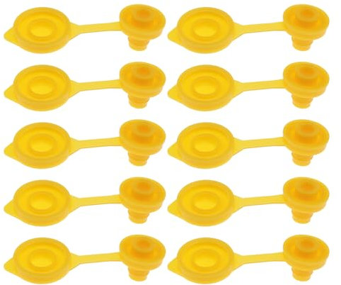 LT Easiyl 10PCS Yellow PE Plastic Fuel Gas Can Vent Cap Replacement Compatible with Universal 3/5 Gal Non-vented Plastic Fuel Gas Cans 6cmx2cm