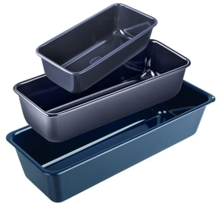 Dr. Oetker 9924550 Lot de 3 moules à cakes, 3 moules à gâteaux, moule à cake, moule rectangulaire, moule à pâtisserie, moule à gâteaux, Acier, Emaille, 30 cm - 35 cm - 25 cm
