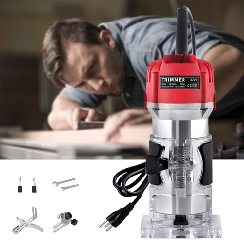 Defonceuse a bois,800W affleureuse électrique,Affleureuse à bois,fraiseuse bois manuel pour stratifié pour le travail du bois,la coupe,le rainurage,le traitement des armoires