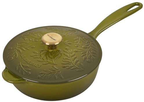 Le Creuset Olive Branch Collection Cast Iron Traditional Round Saucier, 2.25 Qt., Olive