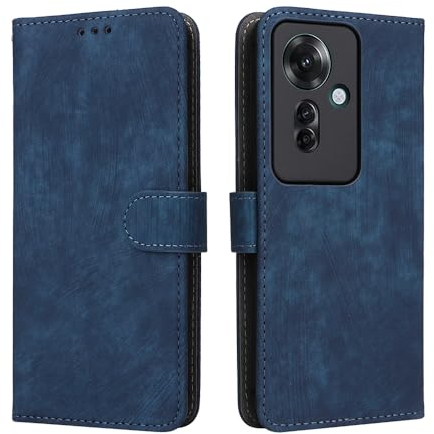 XINNI Housse pour Oppo Reno 11 F 5G Etui, RFID Protect PU/TPU Cuir Coque Magnétique Portefeuille, Bleu