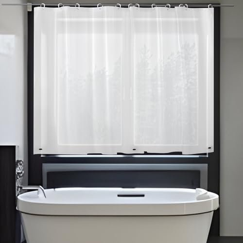 ABSENK Cortina de Ducha Impermeable para Ventana Interior de Ducha, 152 x 122 cm de Largo, Cortina de plástico para Ventana de baño, Vinilo Resistente con Ganchos, Escarcha Sedosa, 60 x 48 Pulgadas