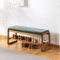 SOBIBO Solid Wood Shoe Bench, 2-Tier Wooden Storage Entryway Bench, Mid-Century Modern Shoe Bench Rack, End of Bed Bench with Faux Leather Cushion for Hallway, Living Room (green, 100cm，39.4 inches)