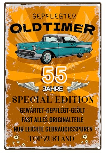 Blechschild 55 Schild Geburtstag, SCHILD 55 JAHRE KLASSIKER, Geschenke für den 55 Geburtstag Mann Lustiges Geburtstagsschild 55 Geschenkidee zum 55. Jahrestag - Vintage Metallschild 20x30 cm