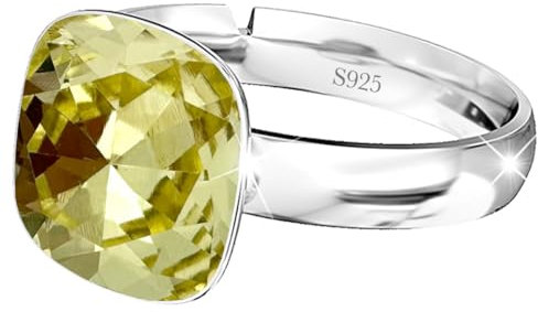 925 Sterling Silber 44 farben Ringe für Damen Verstellbarer mit Marken Kristalle - Glänzend Cubic Zirkonia Ring Fingerring Kommt in Schmuck Geschenk Box (Jonquil)
