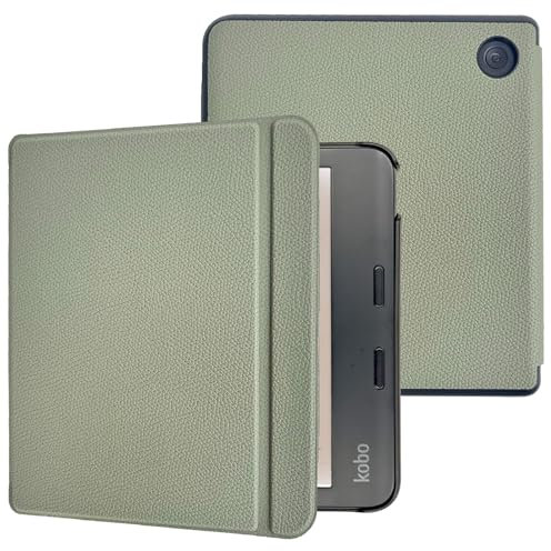 Caweet Étui pour Tolino Vision Colour 2024 et Kobo Libra Colour (Modèle: N428), Couverture Ultra Mince avec Auto Sleep/Wake, Vert