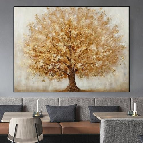 CHAOJIART Moderner goldener Baum, abstrakte Blattgoldstruktur, Leinwand, ästhetischer Bilddruck und Poster für die Wohnzimmerdekoration, Cuadros, 40 x 60 cm, rahmenlos