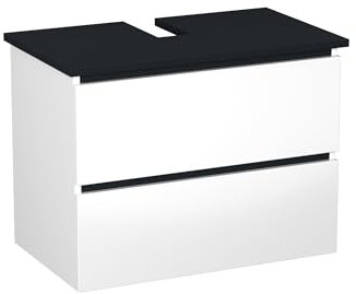 Garlivo Waschbeckenunterschrank GLB-80 Weiss mit Schubladen, Badezimmer Waschtischunterschrank, Schwarz- Breite 80 cm, Soft-Close, Push-to-Open/Tip-On, Hängend