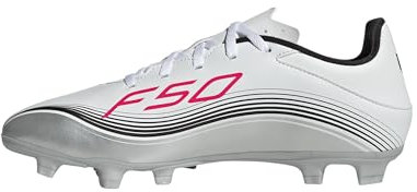 adidas Unisex F50 Messi Club Firm Multi Ground Football Boots Fußballschuhe, Cloud White/Lucid Red/Silver Metallic, 41 1/3 EU