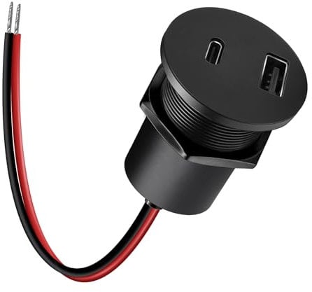 acegoo USB Socket 12V Outlet Campervan CNC Aluminum 48W Type A + Type C, PD3.0 & QC3.0 Fast Charging for Motorhome RV Marine Boat Bus Car Truck Van, 1 Pack