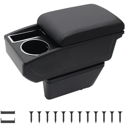 KAERGK Auto Armlehnen für Seat Ibiza 6j 6l Mittelkonsolen für Kfz Doppelter Stauraum mit Getränkehalter Einfache Montage Bequemes und Strapazierfähiges Leder Schwarz (Schwarze Linie)