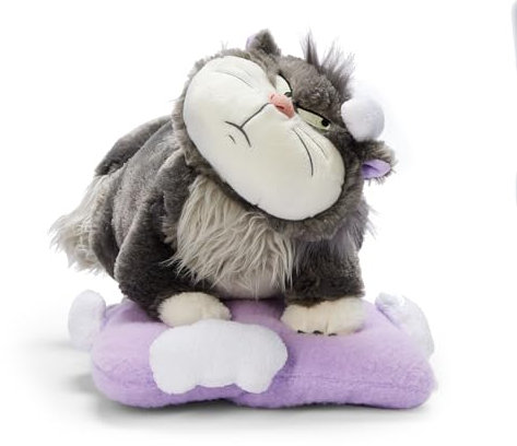 Disney Store Official Peluche Lucifero, Cenerentola, 28 cm, morbido gatto peluche bianco e nero su cuscino viola, adatto fin dalla nascita, da 0 anni in su