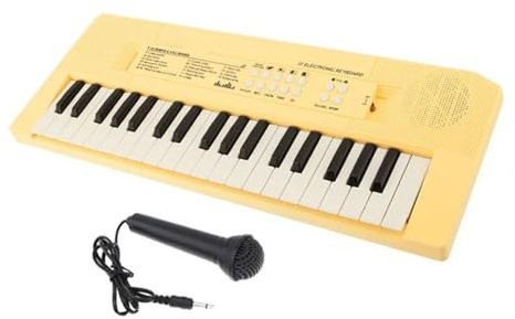 Electronic Keyboard 37 Keys Electronic Keyboard Piano Digital Music Key Board With Microphone Teclado Electronic Organ(Yellow)