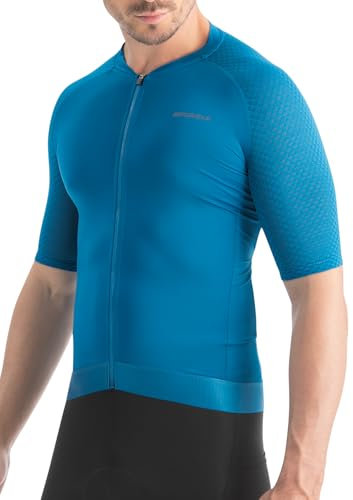 BERGRISAR Radtrikot Fahrradtrikot für Herren Kurzarm Atmungsaktiv Schnelltrocknend Ultraleicht Rennrad Trikots Hellblau X-Large