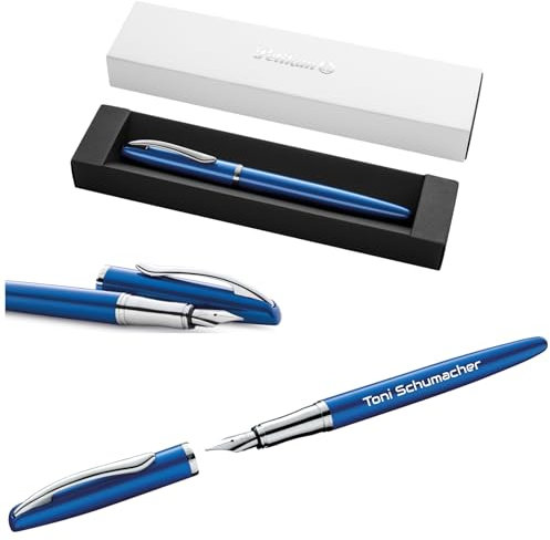 Pelikan Jazz® Noble Elegance P36 Füllhalter mit Gravur Geschenk - einzigartige Stifte mit Namen - personalisierte Geschenke - Füllfederhalter personalisiert (Saphir Blau)