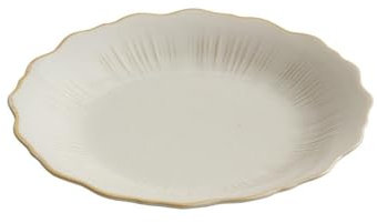 Plato plano creativo de cerámica con forma de flor, plato irregular retro japonés - 25,9 cm