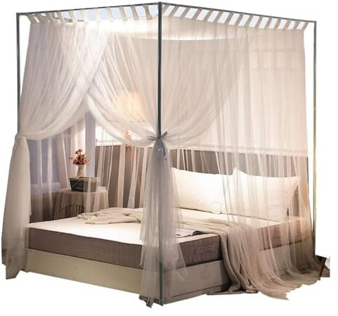 Queen-Size-Moskitonetz-Baldachin für Bett, 180 x 200/180 x 220/200 x 220 cm, robuster Edelstahlrahmen, effektiver Schutz für Zuhause und Doppelbetten