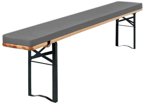 AQIGR Bierbankauflage Gepolstert für Bierzeltgarnitur Bankauflage 220x25 180x23 200x30 Waschbare Bierbankauflagen Gepolstert Auflage für Biertisch & Partyzeltgarnitur(Grau,180x30x3cm)