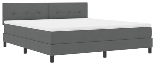 vidaXL Boxspringbett mit Matratze Dunkelgrau 180 x 200 cm Stoff, Moderne Schlafzimmermöbel, verstellbares Kopfteil, langlebige Boxspringbetten, Bequeme Schaumstoffmatratze