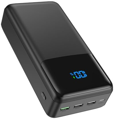 PowerBank 60,000 mAh, 22.5 W Quick Charge Power Bank USB-C 4 Outputs and 2 Inputs LED Display Power Bank