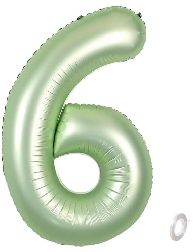 Balorise 40 Zoll Aluminium Luftballon Grün Zahl 6, Helium Unterstützt, Ballon Nummer 0-9, 10-100 (101cm), große Folienballons Dekoration für Geburtstagsfeier, Hochzeit, Jubiläum