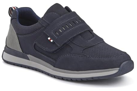 Wide Fit Touch Fasten Trainers - Navy Size 8