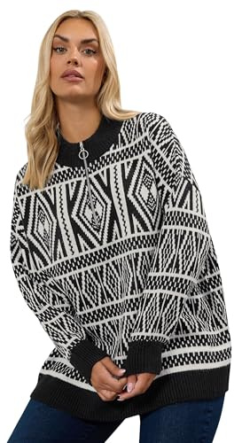 Yours Curve Fairisle Quarter Zip Jumper - Women's - Plus Size Curve