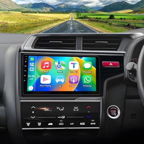 9 inch Android 14 Car Stereo Radio for Honda Fit 2014-2015, 2+32G Touch Screen Display Radio Vedio Player with Wireless CarPlay Android Auto GPS Navigation WiFi Bluetooth Mirror Link