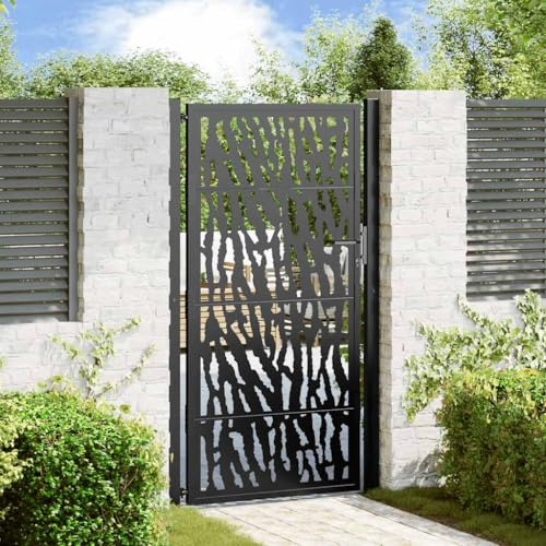 Gartentor Stahlbahn Design 105x180 cm hoch verzinkt schmiedeeisernes Metall Schwingtor
