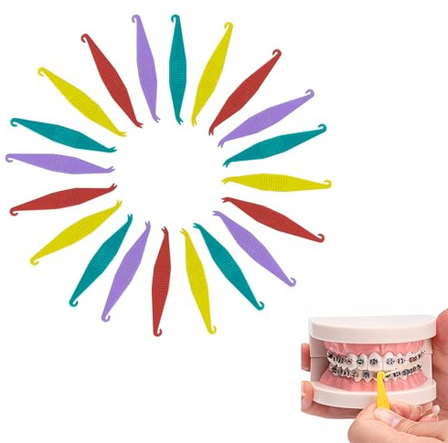 20 Piezas Herramientas de Plástico para el Manejo de Elásticos de Goma para Ortodoncia, Gancho Dental y Empujador para Ajustar Bandas Elásticas de Goma, Ligas de Brackets