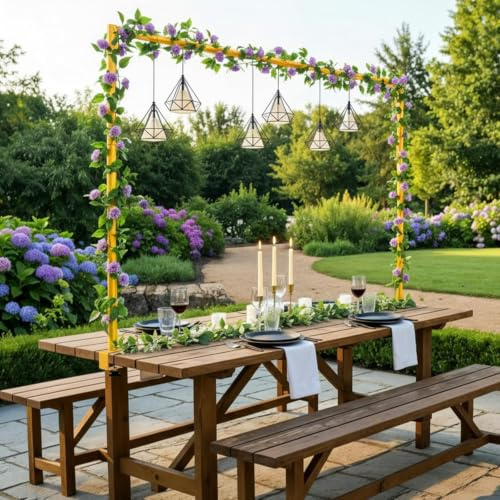 Yalitrca Verstellbarer Tischständer, Dekostange für Tisch with Klemmen, Metall Tischbogen, 150cm-331cm Länge, Tischstange Dekostange für Hochzeiten, Partys, Geburtstagsfeiern