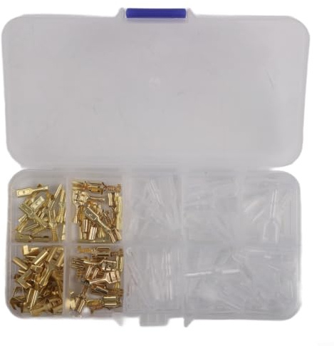 Set di 120 capicorda da 2,8, 4,8, 6,3 mm, connettori piatti con manicotto, per moto, camion, barca