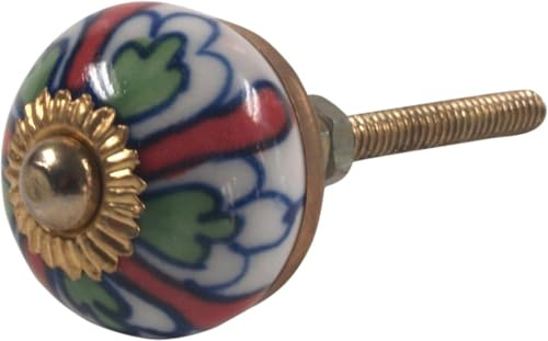 Kleiner Möbelknopf aus Keramik, handbemalt, Durchmesser 3 cm, Modell 22 | Möbelknauf für Schubfächer und Schränke, Gewinde M5, einfach zu montieren, stilvolle Akzente setzen.