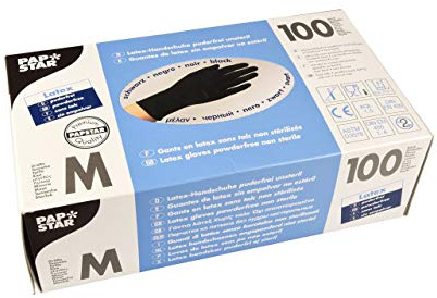 Papstar 10015 Handschuhe, Latex, schwarz, 7.50 x 24 x 12.50 cm