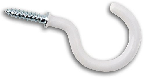 Cup Hook 50Mm To Shoulder Total Length 72Mm White Pvc Coated Pack Of 4