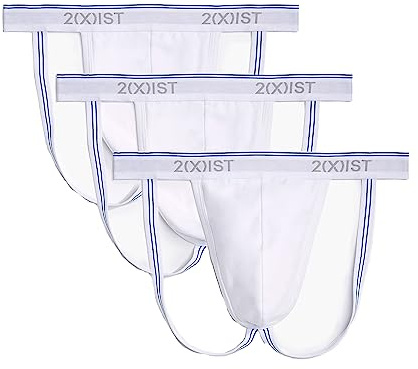 2(X)IST)ist)IST Herren Jock Strap Baumwolle Stretch 3er Pack - Weiß - Large