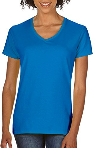 Gildan Heavy Cotton Ladies' V-Neck Tee (Sapphire) (2X) (US)