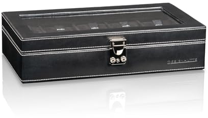 DESIGNHÜTTE® Uhrenbox/Aufbewahrung Solid 10 Schwarz für 10 Armbanduhren