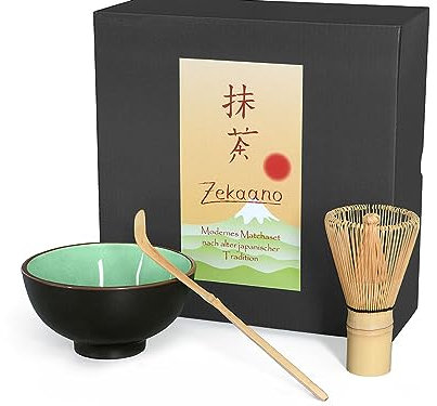 Aricola Juego de Matcha de 3 Piezas, Color Verde Musgo, Incluye Cuenco de Matcha, Cuchara de Matcha y Escoba de Matcha (bambú) en Caja de Regalo. Original