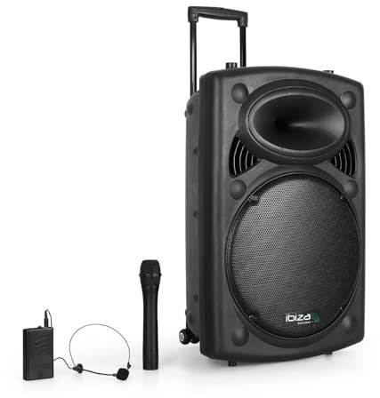 Enceinte Sono Portable 15 800W - USB/BT/REC + 2 Micros VHF - Ibiza Sound PORT15VHF-BT