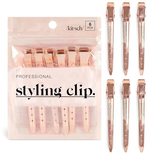 Kitsch Professional Alligator Clips for Hair Styling 6pcs - Rose Gold | 3.5 Aluminium Hair Sectioning Clips for Salon & Makeup Application, Crocodile Clips, Ideal Gifts for Women
