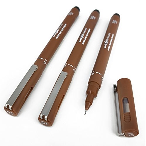 Uni Pin Fineliner Zeichenstift – sepiafarben – 0,1 mm – 6 Stück
