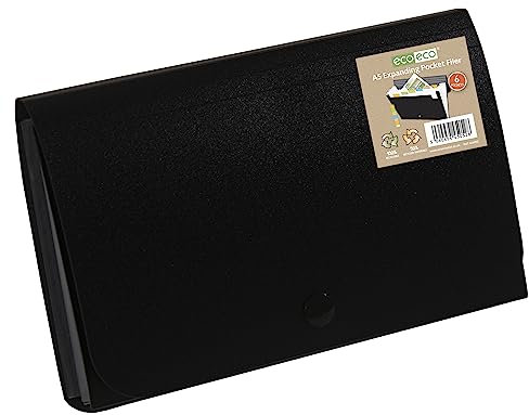 eco-eco A6 50% Recycelt 6 Taschen-Schwarz-Farbe Expanding Datei, eco052